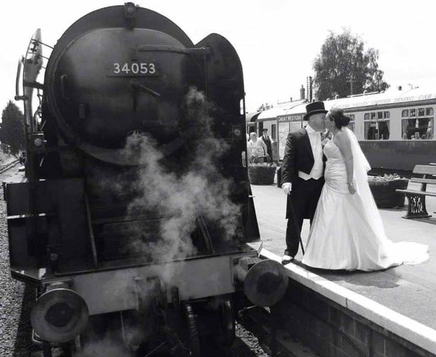 Emma and Stuart married in a 1930s steam train themed wedding in honour of Emma's late stepdad