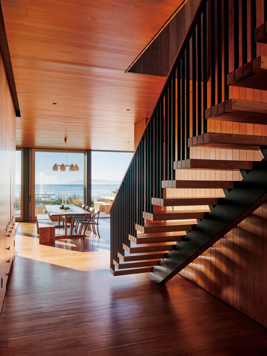 Wood also dominates interior spaces